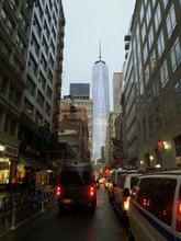 Low Angle View Of One World Trade Center Seen From Street
