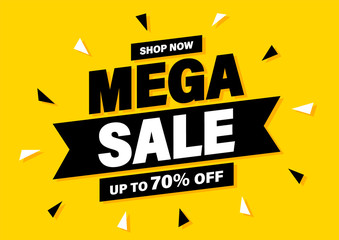 Wall Mural - mega sale banner, special offer and sale. shop now or this weekend only. up to 50 or 60 or 70 off. d