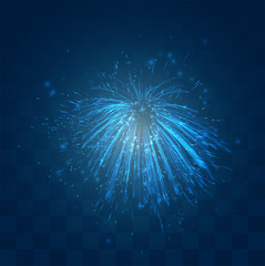 Wall Mural - vector blue fireworks, explosion on a dark blue background with mosaic, easy editable design
