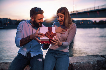 Couple in love having fun outdoors