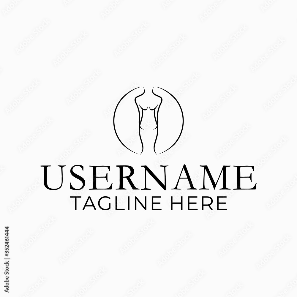 Logo design illustration of a female body. Feminine style logo design ...