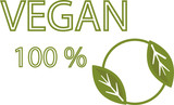 Fototapeta Sypialnia - Vegan food icon. Organic label tag. Green leaf banner.