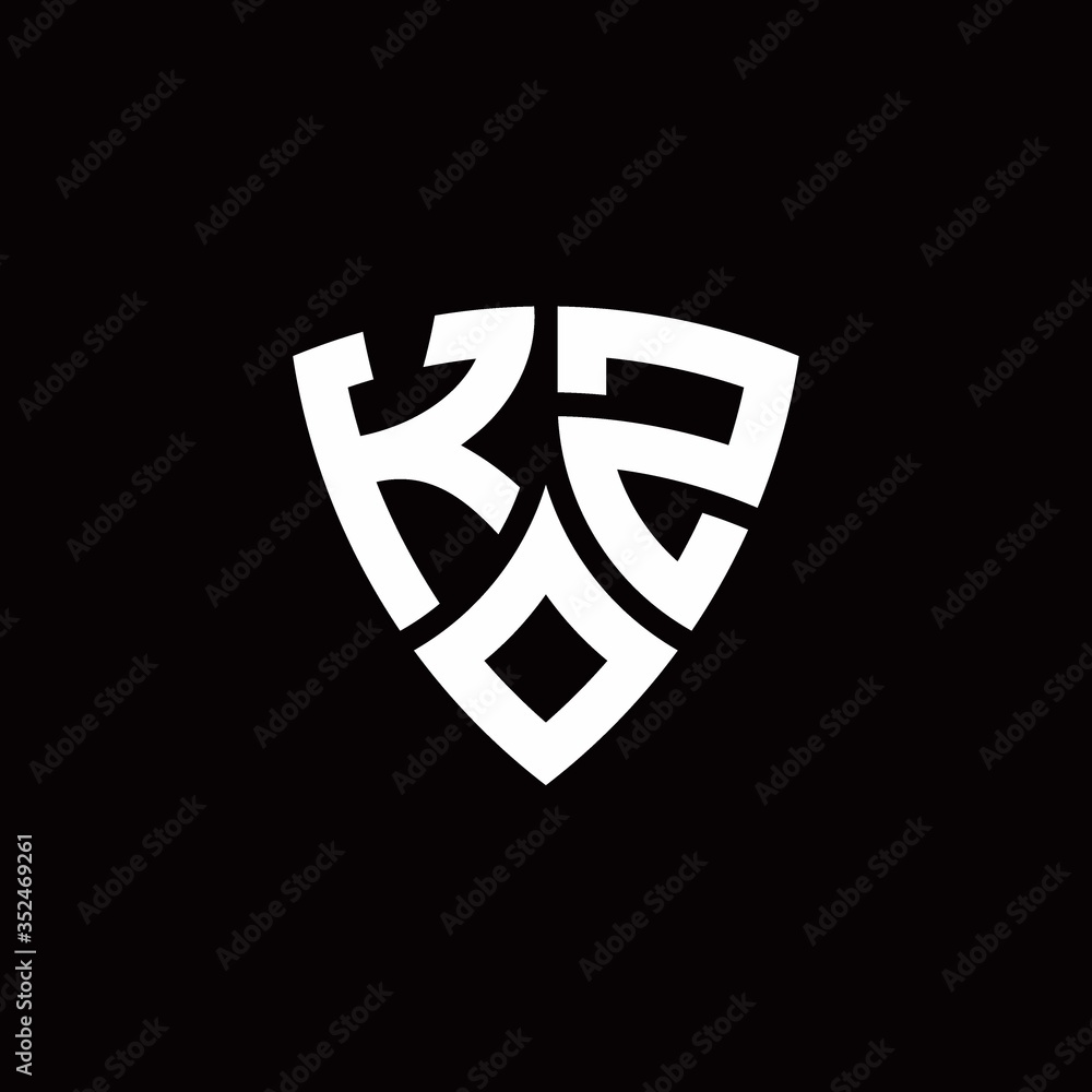KZ monogram logo with modern shield style design template Stock Vector ...