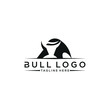 bull with Art Line style Logo design
