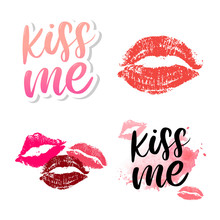 Kiss Me Hand Lettering Scalable And Editable Vector Illustration Slogan