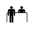 © Sergey - A person at the reception communicates with the Manager. Icon. Vector illustration