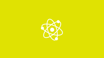 Wall Mural - New white atom icon on yellow background,Best atom icon