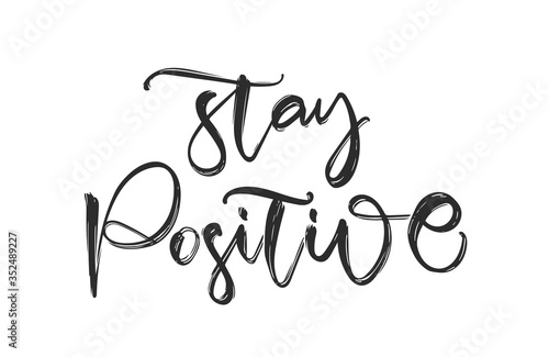 Cuadros en Lienzo Handwritten calligraphic brush lettering fo Stay Positive