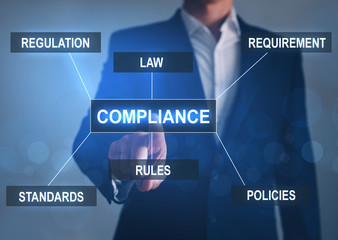 Wall Mural - businessman pointing compliance business concept.
