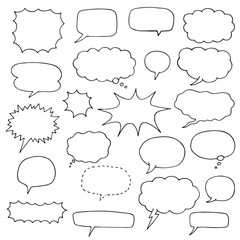 Sticker - set of speech bubble doodles. collection of comic elements