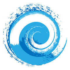 Poster - Swirls of blue waves, abstract circles, vector illustration