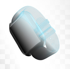 Wall Mural - black vector smart watch on a white background