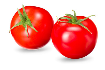 fresh tomatoes isolated on white background. close up