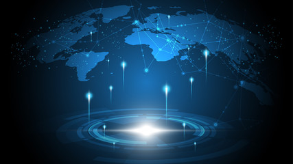 Wall Mural - global network connection world map abstract technology background global business innovation concep