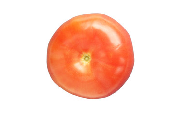 Red juicy fresh tomato isolated image on a white background. Ripe vegetable, vegetarian product.