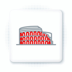 Sticker - Line Coliseum in Rome, Italy icon isolated on white background. Colosseum sign. Symbol of Ancient Rome, gladiator fights. Colorful outline concept. Vector.