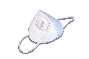 KN95 or N95 mask for protection pm 2.5 and corona virus (COVID-19).Anti pollution mask.air face mask, N95  on white background with shadow and clipping path.