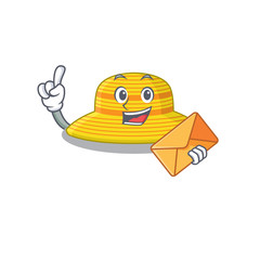 Poster - A picture of cheerful summer hat cartoon design with brown envelope