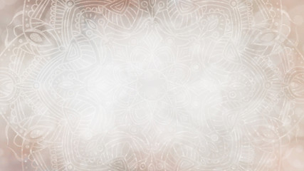 Wall Mural - Soft light, earthy, cream organic textured bokeh background with mandala
