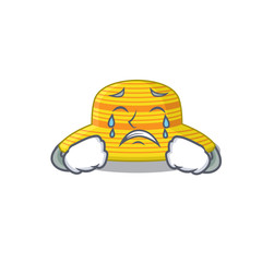 Sticker - Caricature design of summer hat having a sad face