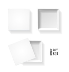 Wall Mural - Realistic Detailed 3d Empty White Box Set. Vector