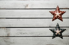 American Stars And Stripes Flat Lay Over Rustic Wood Background 4th Of July Memorial Day In Americana Style