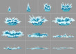 Element water splashes animation. Vector frame set for game animation. Dripping water special effect fx animation frames sprite sheet