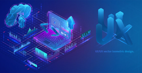 isometric vector composition with graphs, information and virtual data retrieval on a laptop