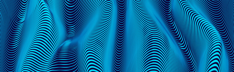 Moving colorful lines of abstract background. The illusion of perspective.