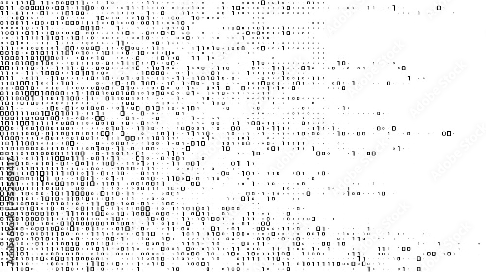 A stream of binary matrix code on the screen. numbers of the computer matrix. The concept of coding, hacker or mining of crypto-currency bitcoin