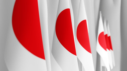 Wall Mural - Press conference of premier minister of Japan concept, Politics of Japan. Podium speaker tribune with Canada flags and coat arms. 3d rendering