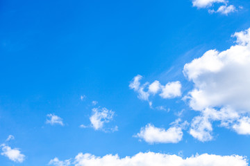 Poster - summer blue sky with white fluffy clouds.