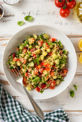 Wall Mural - Vertical shot of delicious and refreshing vegan summer couscous salad