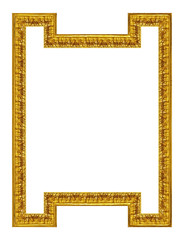 Golden frame for paintings, mirrors or photo isolated on white background