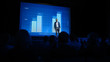 © Gorodenkoff - Startup Conference Stage: Speaker Presents New Product, Talks about Performance, Neural Networks, Artificial Intelligence, Big Data and Machine Learning. Live Business Event with Large Audience