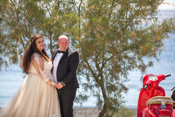 bride and groom on the beach