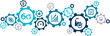 lean management vector illustration. Concept with connected icons related to six sigma or lean manufacturing process and performance improvement methods.
