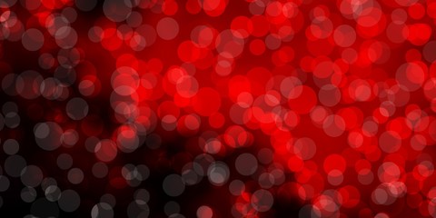 Wall Mural - Dark Red vector pattern with spheres. Illustration with set of shining colorful abstract spheres. New template for a brand book.