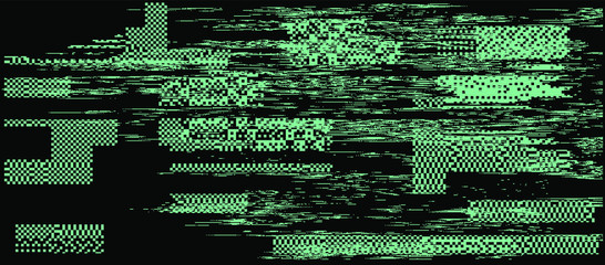 Wall Mural - vhs glitched screen with flickering pixels. retro technology style background.