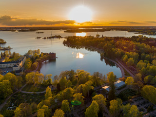 Wall Mural - Aerial view of Finland at Sunset.