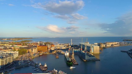 Wall Mural - Aerial view of Helsinki . Colorful old buildings and roof tops with Blue sky clouds. Helsinki,Finland.