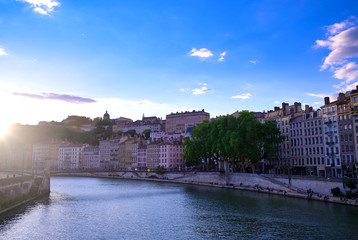 Wall Mural - Lyon, France and the architecture along the Saone River.