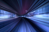 Fototapeta  - abstract motion blurred long exposure train, Futuristic background.
