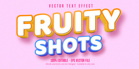 Wall Mural - Fruity shots text, 3d pastry style editable font effect