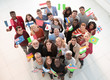 © ASDF - Top view group of diverse people waving flags