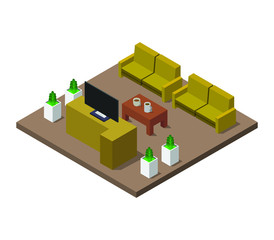 Sticker - room with isometric television