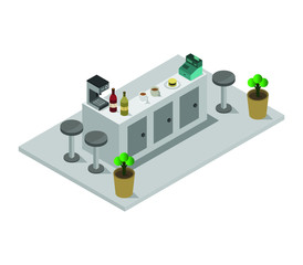 Poster - isometric kitchen room