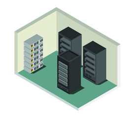 Sticker - isometric server room