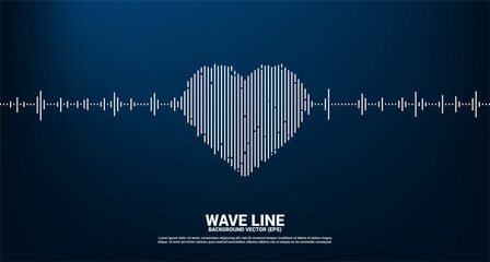 Sound wave heart icon Music Equalizer background. love song music visual signal