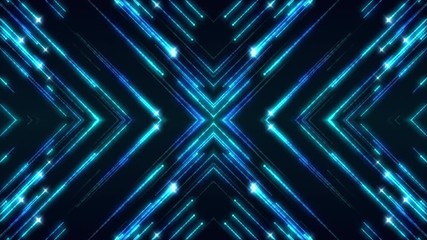 Wall Mural - blue neon light abstract visual geometry motion graphic technology digital concept visual VJ loop